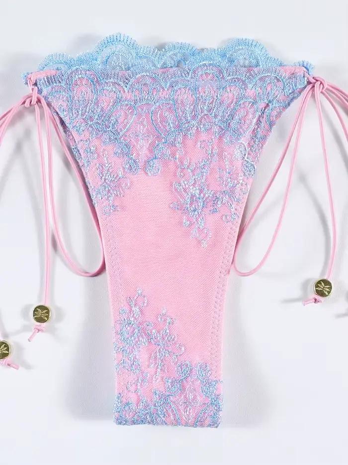 Maillot de bain triangle rose et bleu