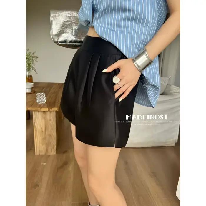 Shorts en satin d'acétate taille haute pour femme, coupe trapèze, jambe large, brillants, décontractés et élégants pour l'été