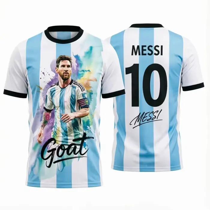 Maillot de football Messi Argentine pour hommes, t-shirt pour femmes, haut pour garçons, t-shirt pour enfants, t-shirt à manches courtes à séchage rapide pour enfants et parents