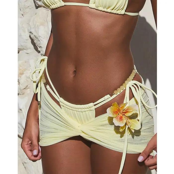 Ensemble 3 Pièces Micro Bikini 2026 Sexy Maillot de Bain Femme Push-Up Biquini Rose Combinaison