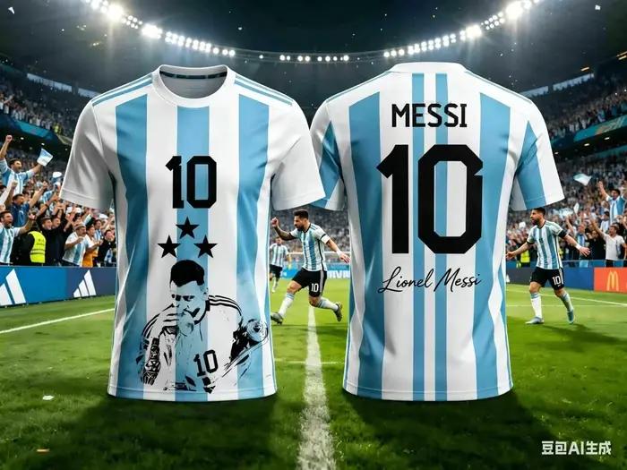 Messi 10 # Maillot de football national d'Argentine, T-shirt athlétique respirant à manches courtes pour les matchs sportifs, l'entraînement et les tenues quotidiennes des supporters