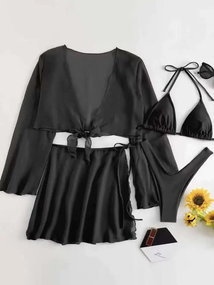 Ensemble de 4 bikinis string 2026 pour femmes avec haut et robe