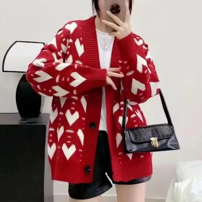 2025 dame grande taille 4xl tricots haut automne hiver femme col en v Cardigans pull paresseux vent femmes épaississement tricot Cardigan