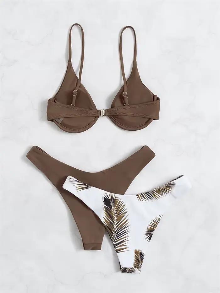Bikini femmes maillot de bain 2026 nouveau solide imprimé fronde Bikinis ensemble Sexy string maillots