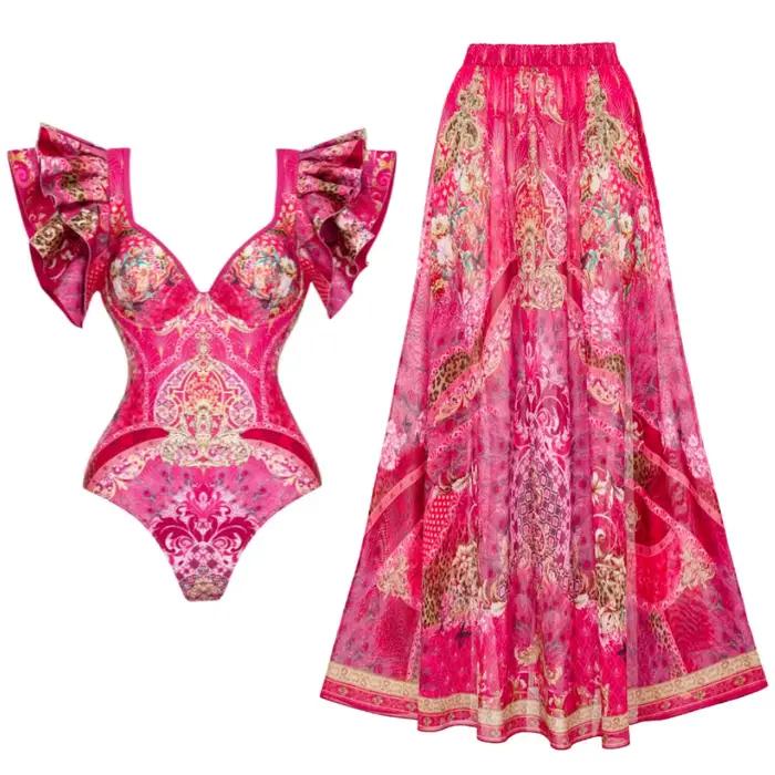 Maillot de bain une pièce et jupe à volants