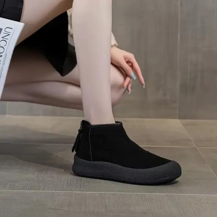 Bottes de neige femmes grande taille hiver en cuir véritable femmes chaussures courtes épaissi chaud bottes d'hiver femmes