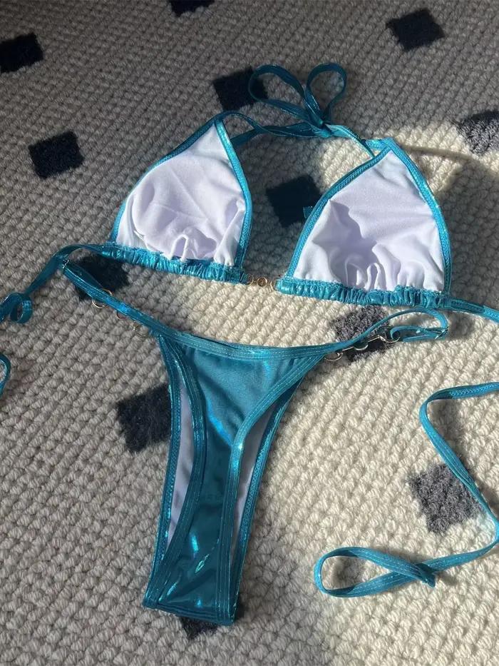 Micro bikini rose brillant 2026 pour femme