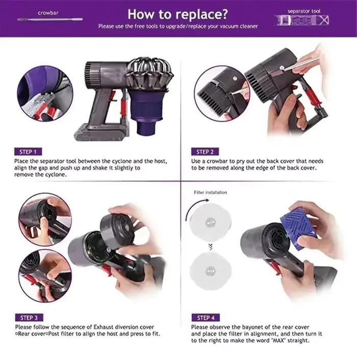 Pour Dyson V6 DC58 DC59 DC72 DC61 DC74 pièce de rechange pour aspirateur, couvercle arrière du moteur couvercle arrière filtre HEPA pièces de rechange