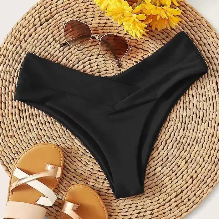 Femmes taille haute brésilien Bikini ensemble Sexy V effronté maillots de bain été plage maillot