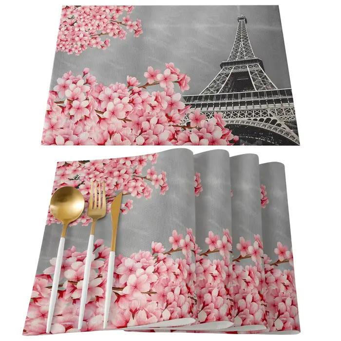 Set de table 1 pièce [Paris Love] imprimé Tour Eiffel, lavable, pour la maison