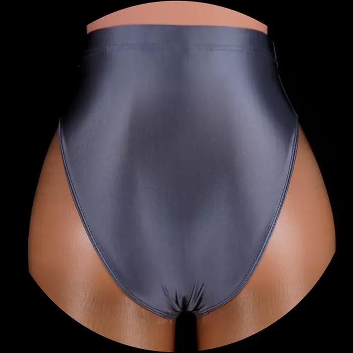 Culotte de bikini brillante à coupe haute pour femmes