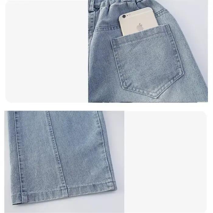 Jeans slim fit pour enfants, coupe droite, denim tendance pour adolescentes, pantalons en jean pour enfants, mode printemps, âge 5 à 14 ans