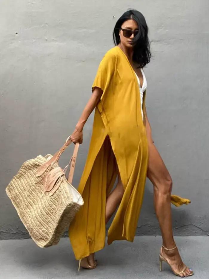 Maillot de bain Couvrir Ups pour Les Femmes Plage Cap Tunique Kimono D'été Ceinturée Split Bodycon Paréo Vacances Maillots D'approvisionnement D'usine