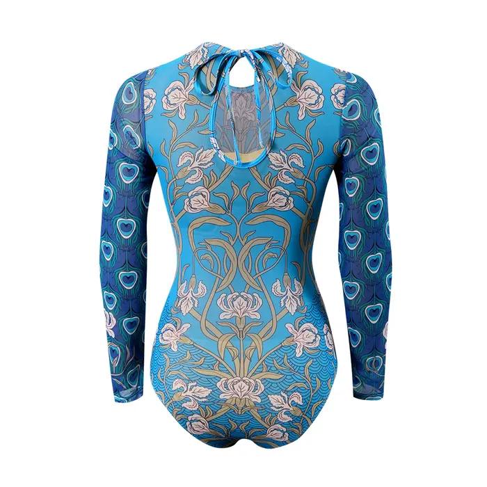 Maillot de bain une pièce à manches longues transparent UPF50 2026 pour femmes