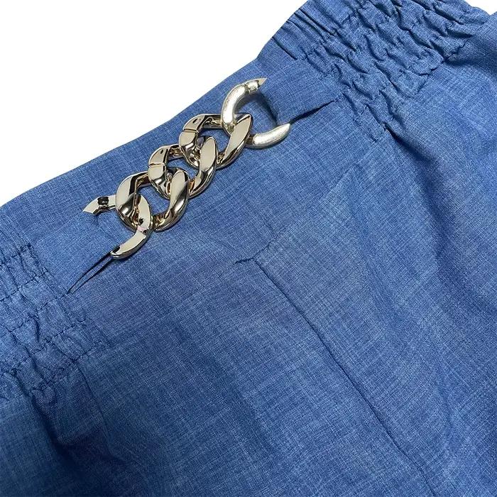 Pantalon taille haute à jambes larges, couleur unie, Chic, ample, élégant, évasé en métal, bureau, droit, vacances, été
