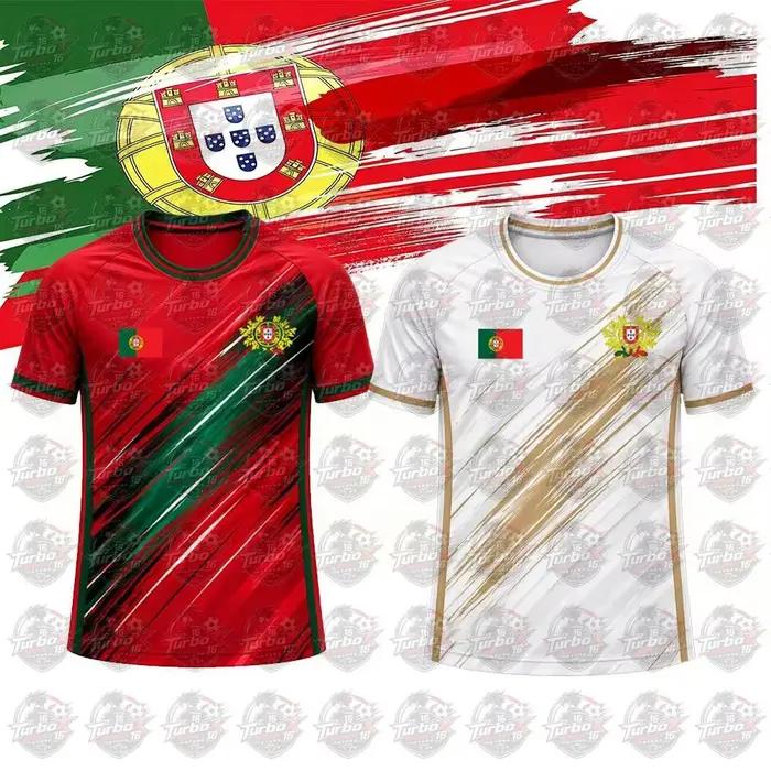 Maillot de football pour homme avec imprimé drapeau du Portugal 2026, T-shirt de sport respirant et à séchage rapide, unisexe, décontracté, cadeau pour les fans, hauts d'été