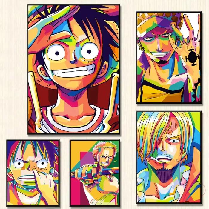 Affiches en toile Luffy une pièce, meilleur cadeau, décor de chambre d'enfant, imprimés modulaires, autocollants muraux, dessin animé classique suspendu