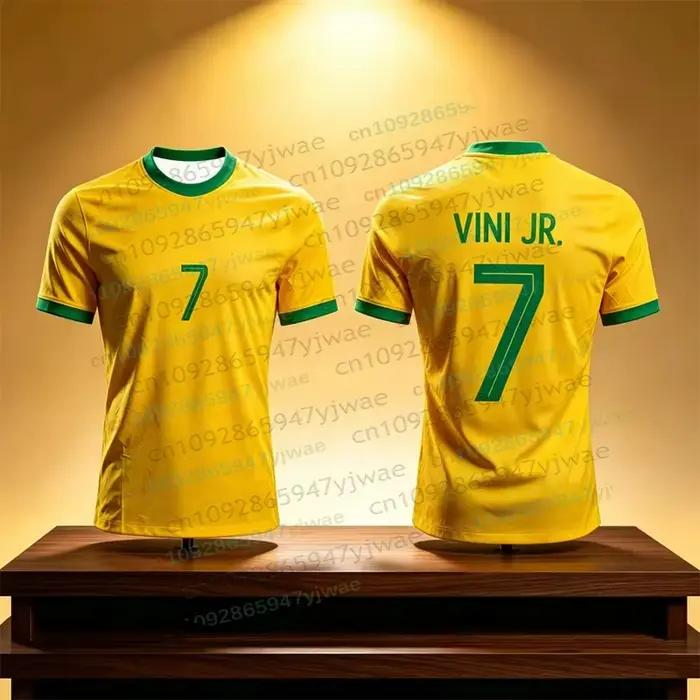 Maillot de football imprimé en 3D Neymar & VINI JR pour hommes et femmes, mode estivale, sport, séchage rapide, respirant, manches courtes, t-shirts de football