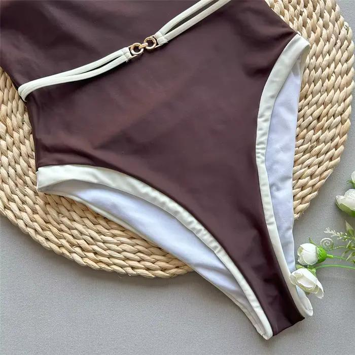 Maillot de bain sexy sans bretelles marron pour femmes une pièce modernes élégants vacances baignade activités nautiques occasions spéciales