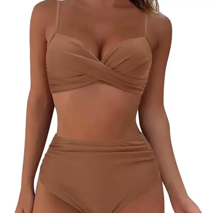 Ensemble de bikini amincissant taille haute pour femme