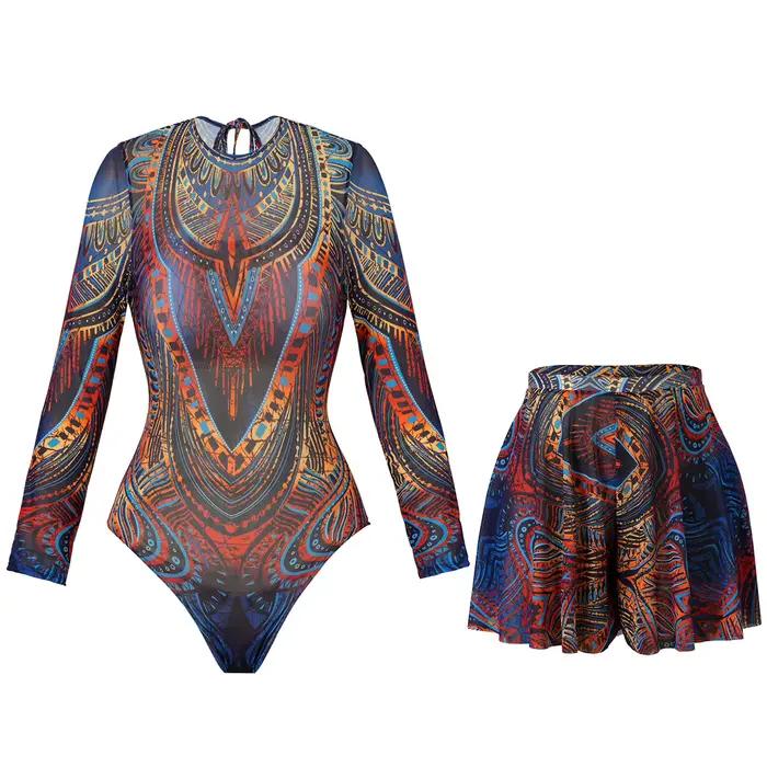 Maillot de bain en maille avec pantalons longs et robe de bain