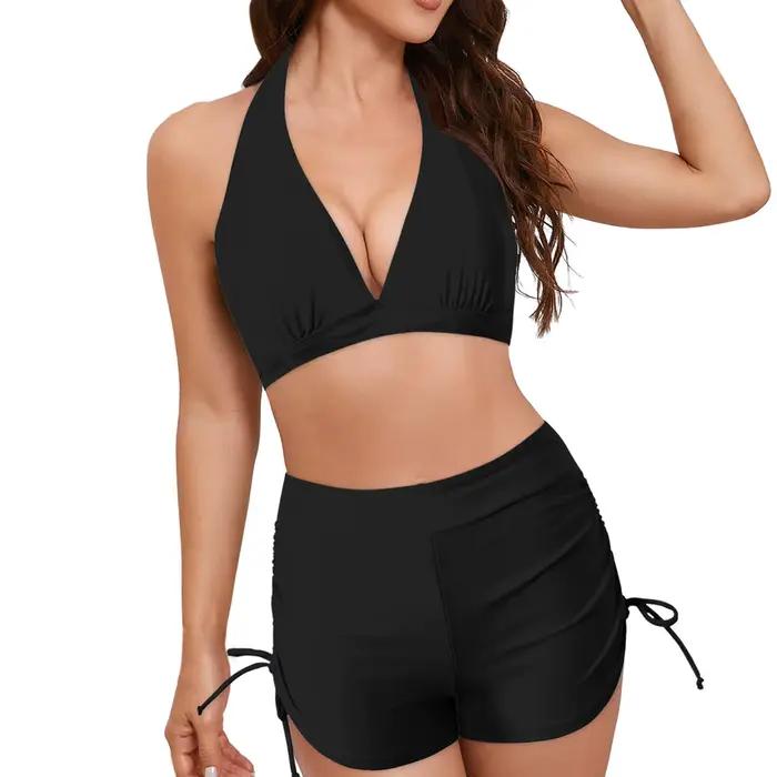 Maillot de bain deux pièces taille haute pour femme