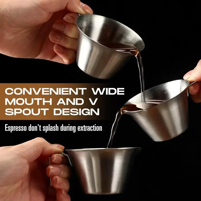 Tasse à expresso en acier inoxydable 304, 3.4 oz/ 100 ml, tasse à mesurer avec bec et poignée, échelle de café en métal