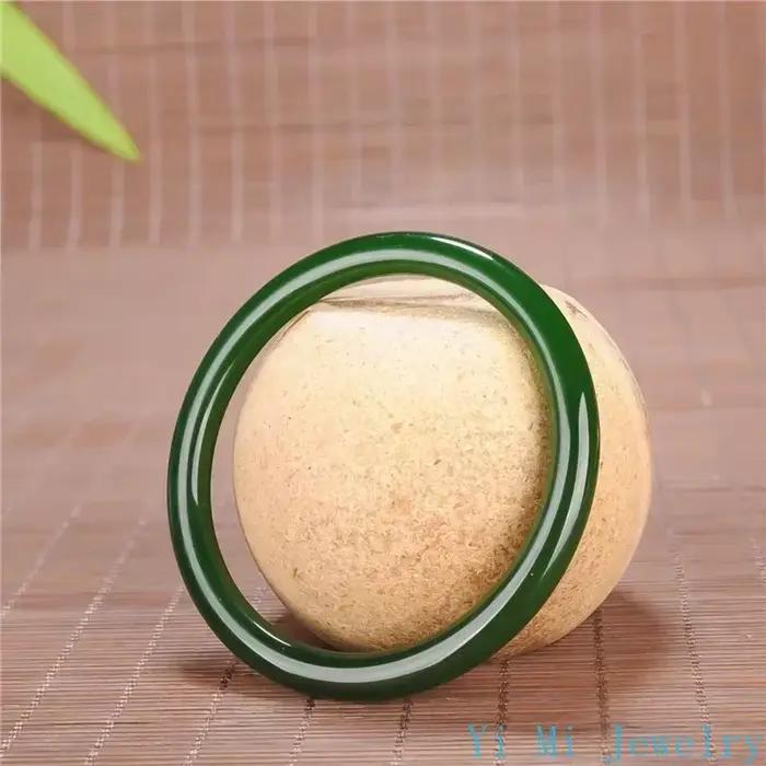 Bracelet rond en Jade vert 54-66mm, bijoux à breloques chinois, accessoires de mode sculptés à la main pour hommes et femmes, amulette porte-bonheur, cadeaux