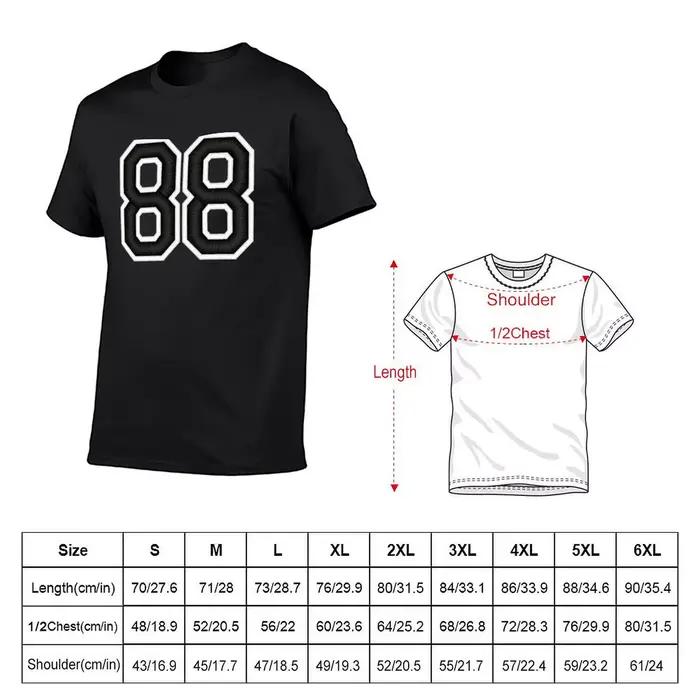 T-shirt de sport noir pour homme, vêtement mignon et humoristique, numéro quatre-vingt-huit, 88