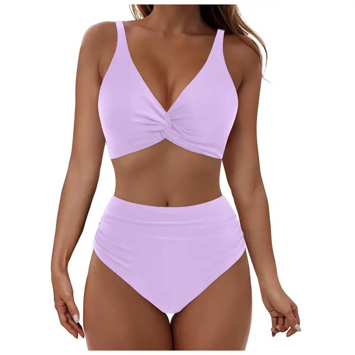 Ensemble Bikini Taille Haute Femme Style Élégant Pour Contrôle du Ventre Plage Piscine Activités Aquatiques Occasions Spéciales