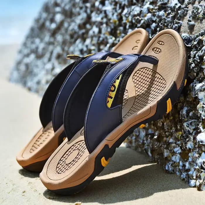 Mayba-Pantoufles de plage d'été pour hommes, tongs en cuir, chaussures décontractées, taille 38-45