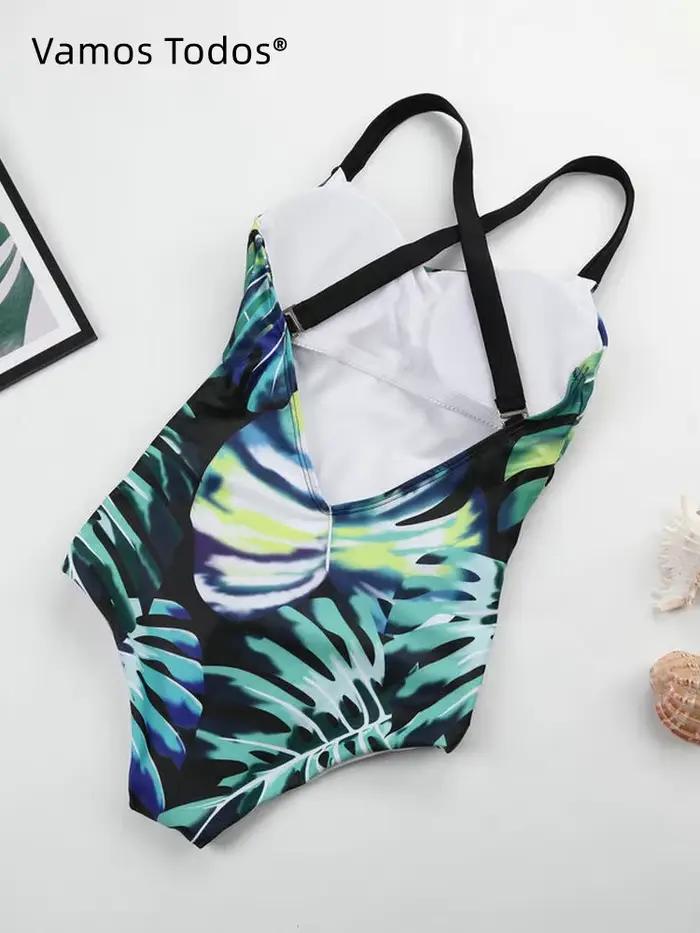 Maillot De bain une pièce vert imprimé