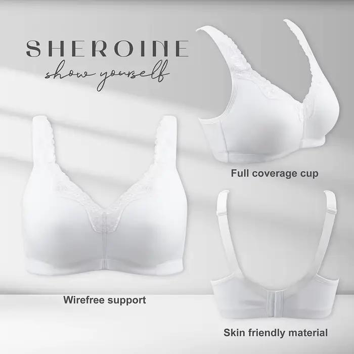 Sheroine grande taille soutien-gorge dentelle douce coton ultra-mince sans fil Non rembourré Lingerie pour les femmes levage soutien confort