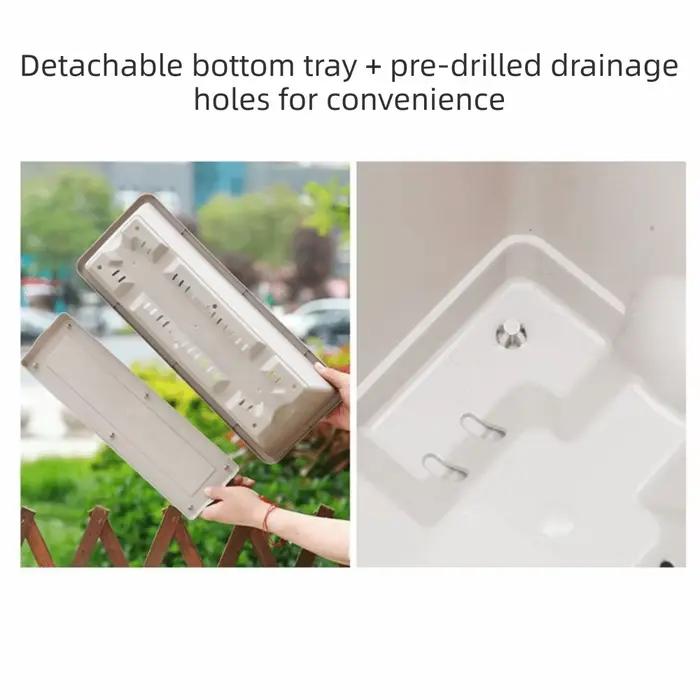 Lot de 3 pots de culture rectangulaires en résine avec grand trou de drainage, plateau intégré, respirants et auto-arrosants pour légumes et fleurs
