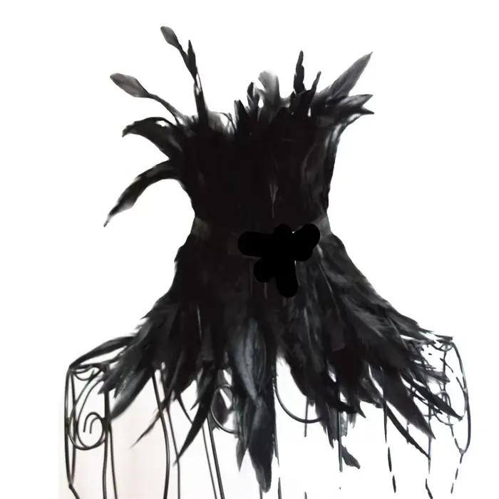 Accessoires de Cosplay Gothiques, Châle en Fourrure, Écharpe en Plumes, Décor d'Halloween