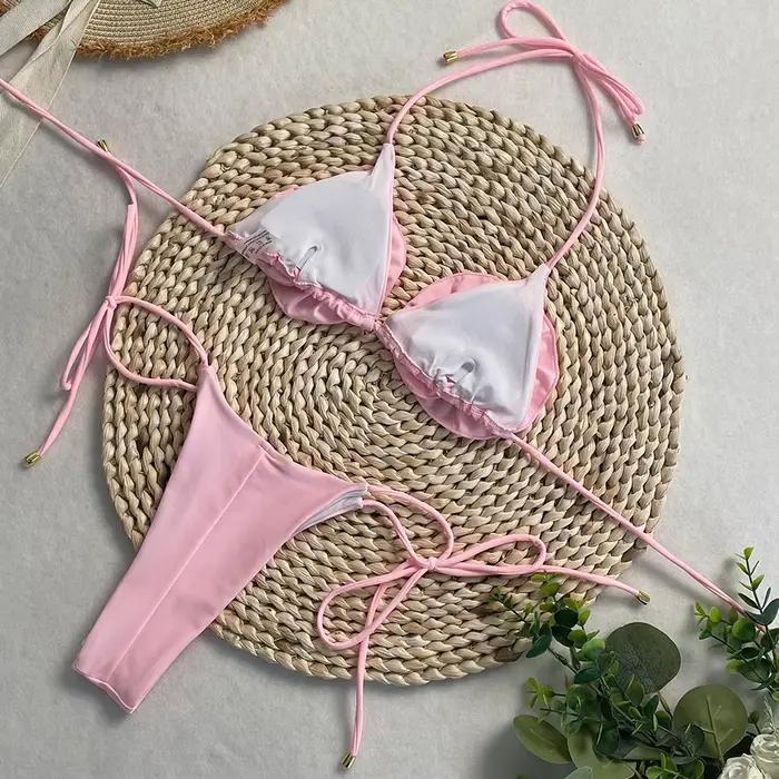 DEBAIOR 2025 Sexy Bikini ensemble femmes Floral maillots de bain unis licou cou maillot