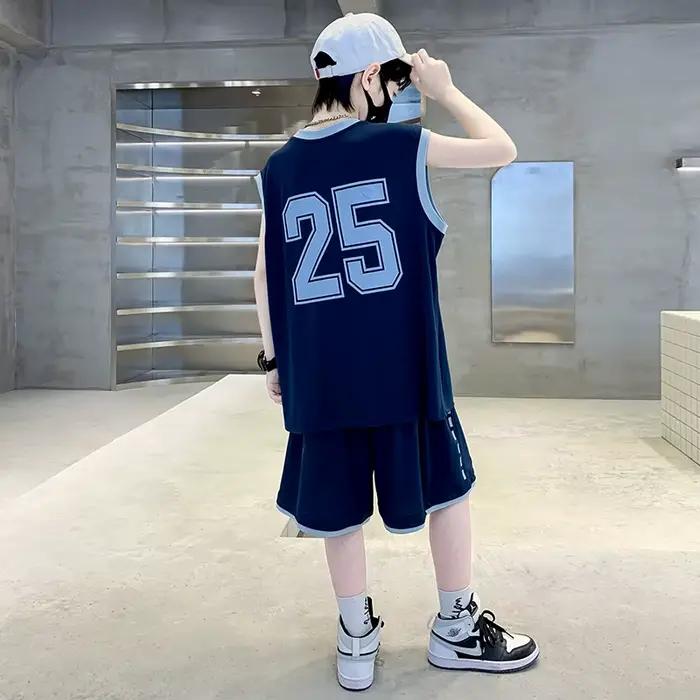 Maillot de basket-ball pour enfants, ensemble de vêtements haut et bas, vêtements de sport deux pièces pour garçons, tenue de sport, survêtement décontracté pour enfants de 5 à 14 ans