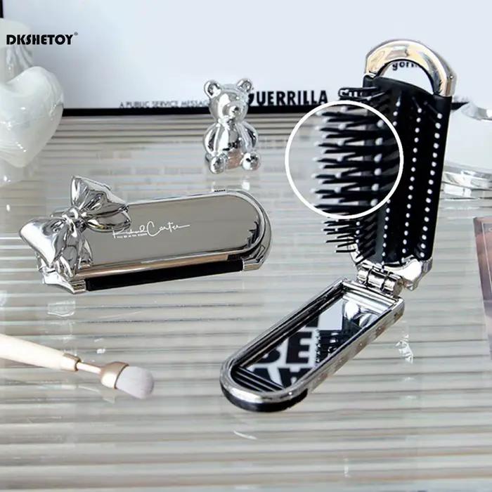 Mini peignes à cheveux pliants avec miroir pour voyage, outils de coiffure, brosse à cheveux de dessin animé, Massage de la tête, brosses antistatiques, miroirs