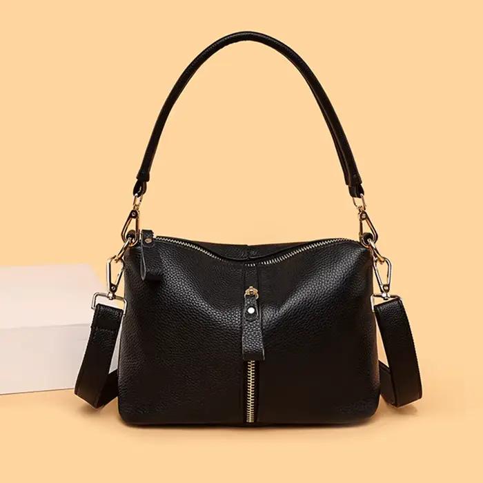 Sacs à main en cuir véritable pour femmes, cuir de vachette naturel, décontracté, simple, petit, haute qualité, femme initiée, bandoulière, fourre-tout