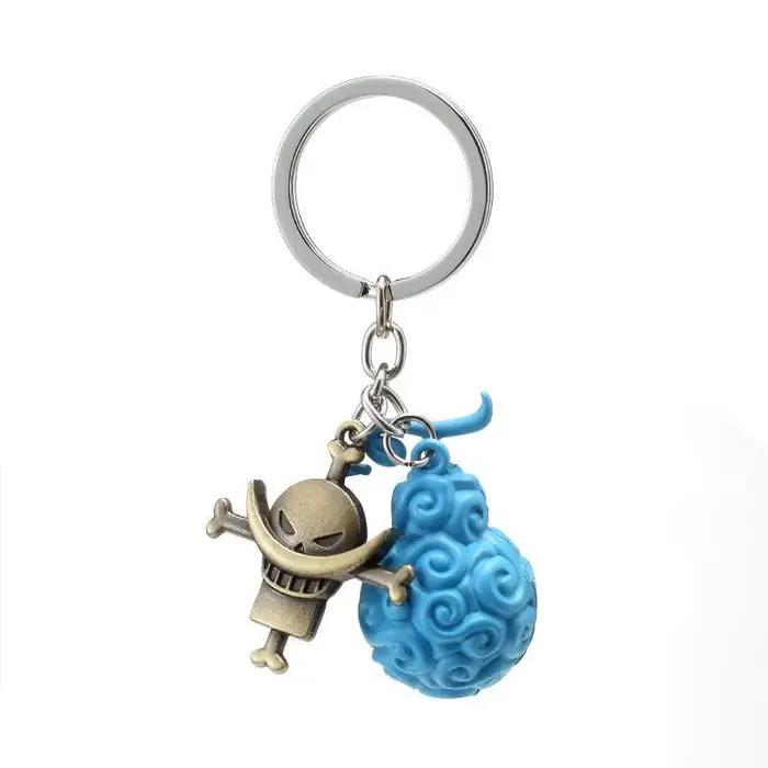 Porte-clés One Piece Trafalgar Law Fruit du Diable, mignon style dessin animé, pendentif 2D personnalisé pour couple, accessoire d'animation, vente en gros