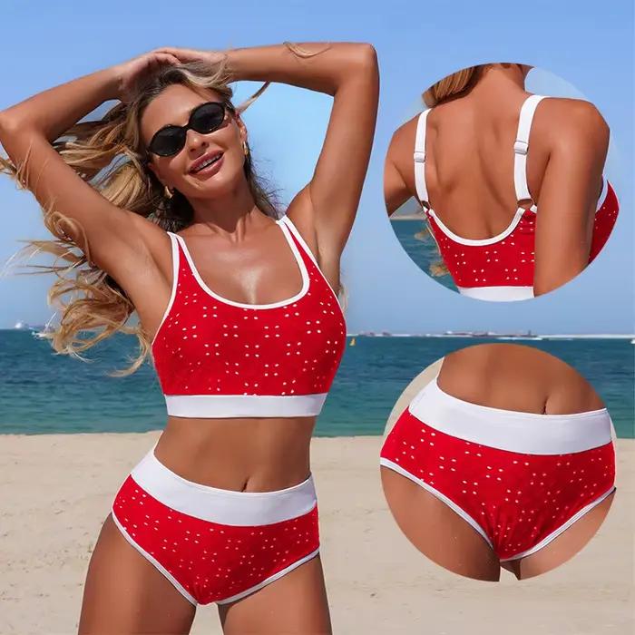 Maillot de bain deux pièces taille haute pour femme