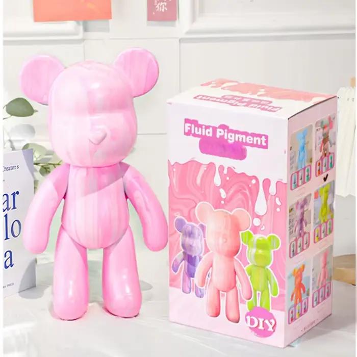Jouets colorés faits à la main pour enfants, ours fluide, embryon blanc, artisanat de coloriage, peinture pour filles, coffret cadeau sans boîte