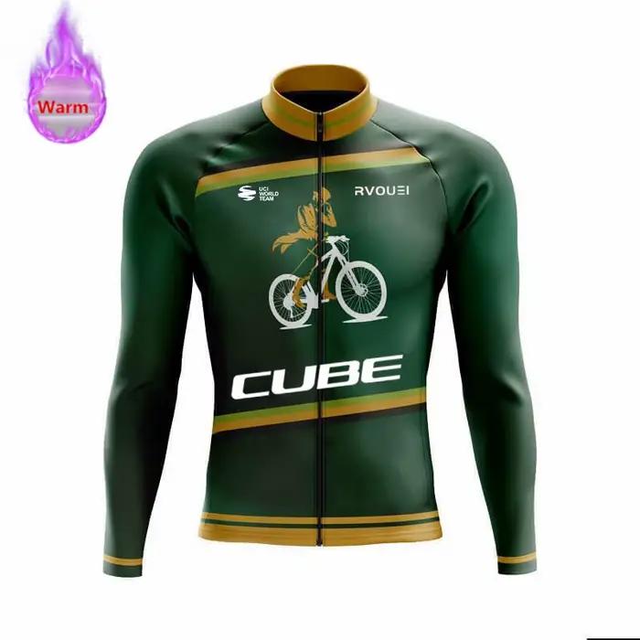 Hiver thermique polaire cyclisme maillot sport vélo Rvouei Cube Pro équipe montagne vélo vêtements Ropa Ciclismo Invierno Hombre