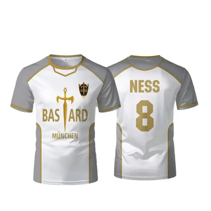 Anime Munich Isagi Yoichi Cosplay maillot de Football gris T-Shirt chemise de sport décontractée 3D imprimé été à manches courtes T-Shirt Merch
