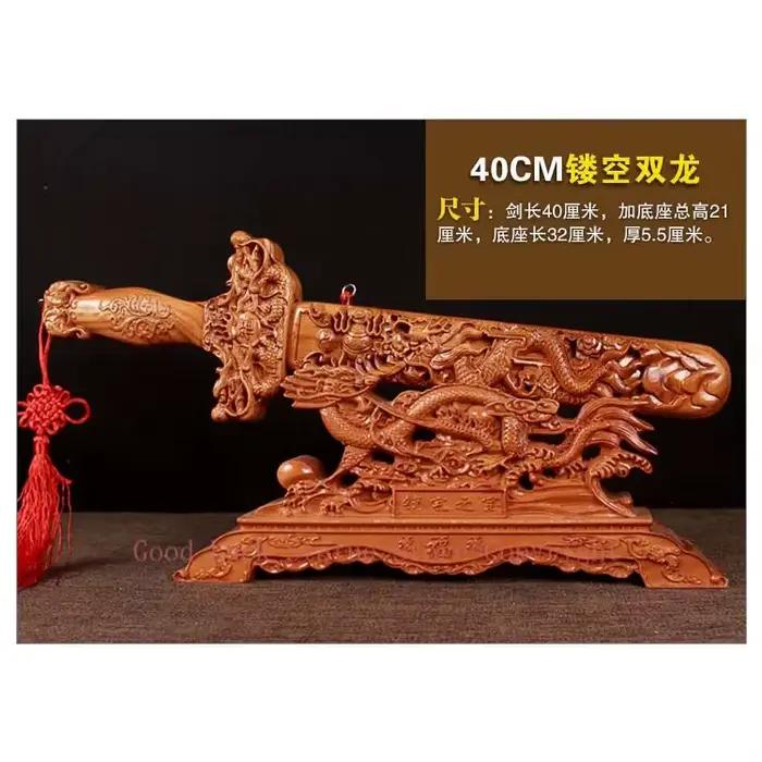 Outil géomantique haut de gamme, accueil boutique entreprise exorcisise mauvais esprits bonne chance FENG SHUI Dragon Royal sculpture talisman en bois de pêche