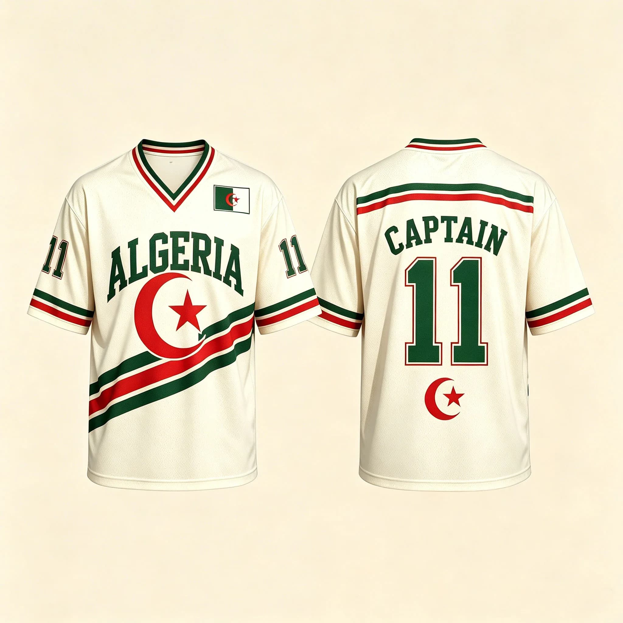 Maillot de football vintage drapeau algérien numéro 99 col en V T-shirt décontracté pour fans algéri