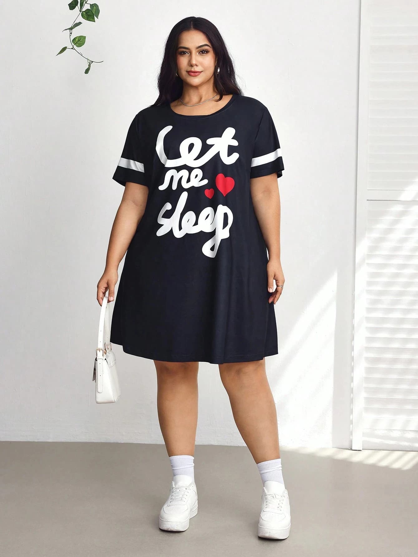 Robe T-shirt imprimée à motif cœur pour femmes grandes tailles, pour la Saint-Valentin, robe d'été m