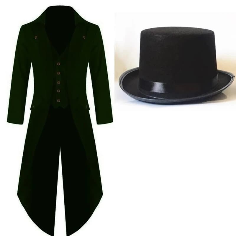 Costume Steampunk médiéval pour hommes, grande taille 5XL, veste Vintage, manteau de magicien gothiq