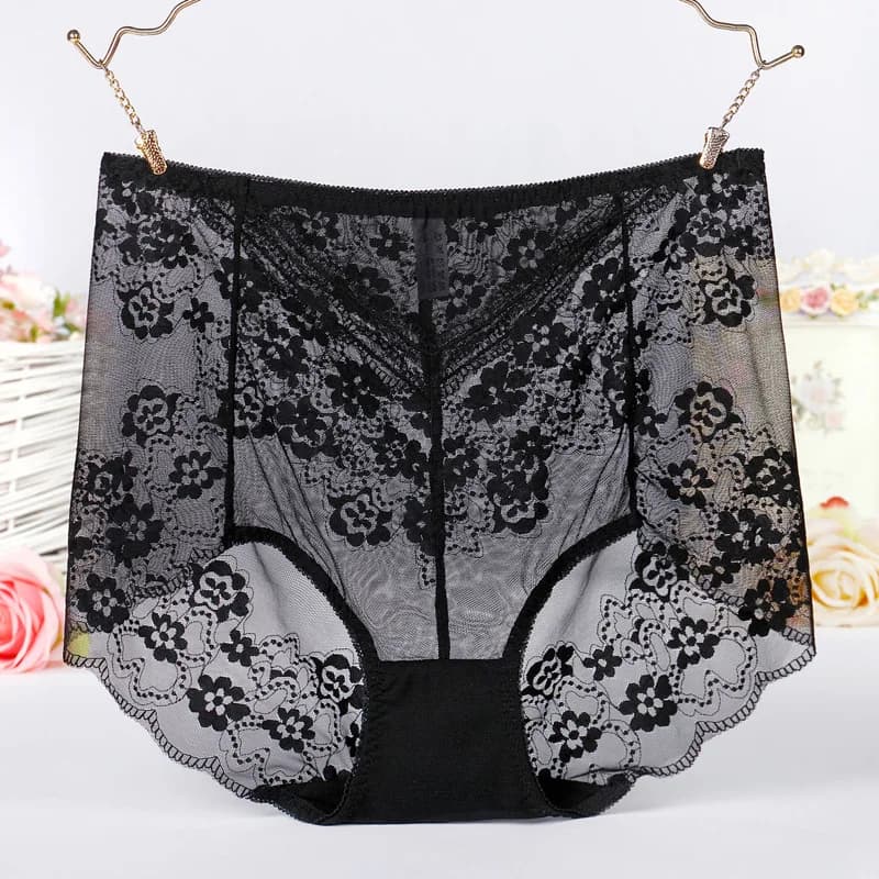 Culotte en dentelle grande taille pour femme, culotte en maille transparente, sous-vêtements Sexy, g