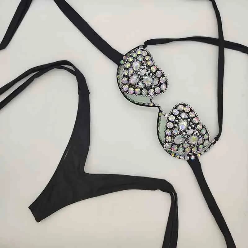Ensemble bikini sexy Venus pour femmes, maillot de bain diamant, bling stones, costume solide, kirch